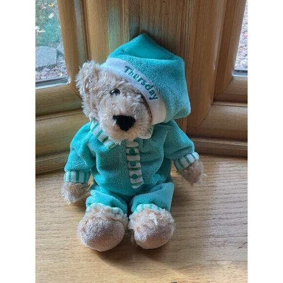 FAO Schwarz Plush Pajama Day Bears Monday Thursday Friday & Sunday 10" Set Of 4 - Picture 4 of 9